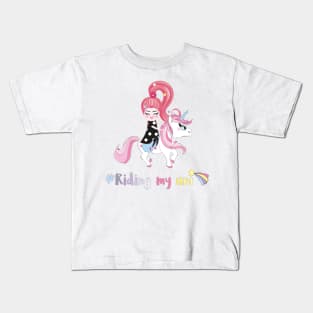 Riding My Unicorn Kids T-Shirt